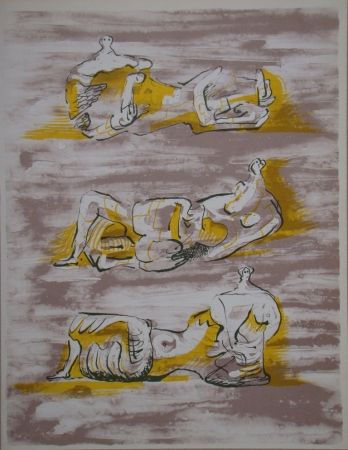 Литография Moore - Three reclining figures