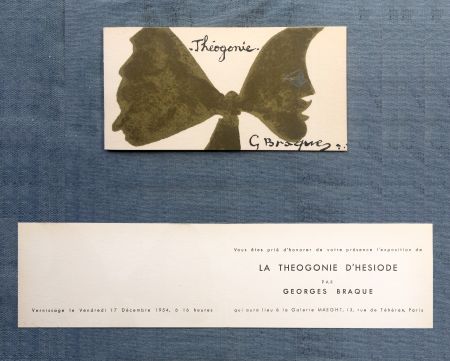 Литография Braque - THÉOGONIE. Carton d'invitation au vernissage Galerie Maeght. 1954