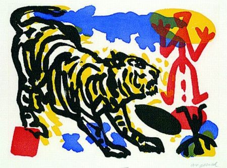 Литография Penck - Tiger and red figure
