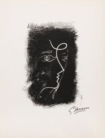 Литография Braque - Title: Profil de Femme from Souvenirs de Portraits d'Artistes. Jacques Prévert: Le Coeur à l'ouvrage (M.25)