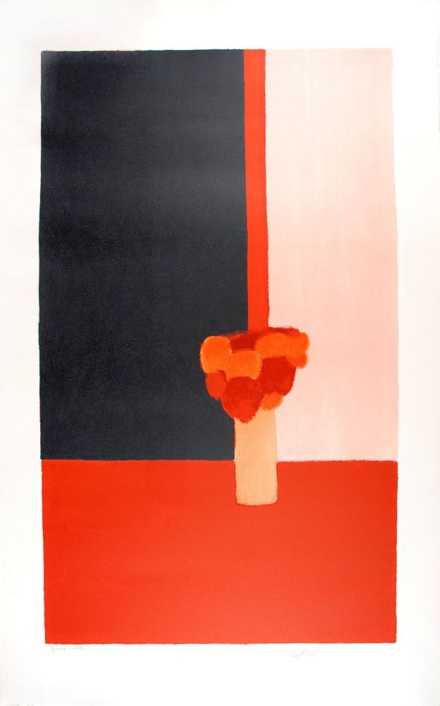 Литография Cathelin - Tokonoma rouge et noir - Red and black Tokonoma