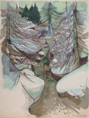 Литография Hilaire - Torrent en hiver