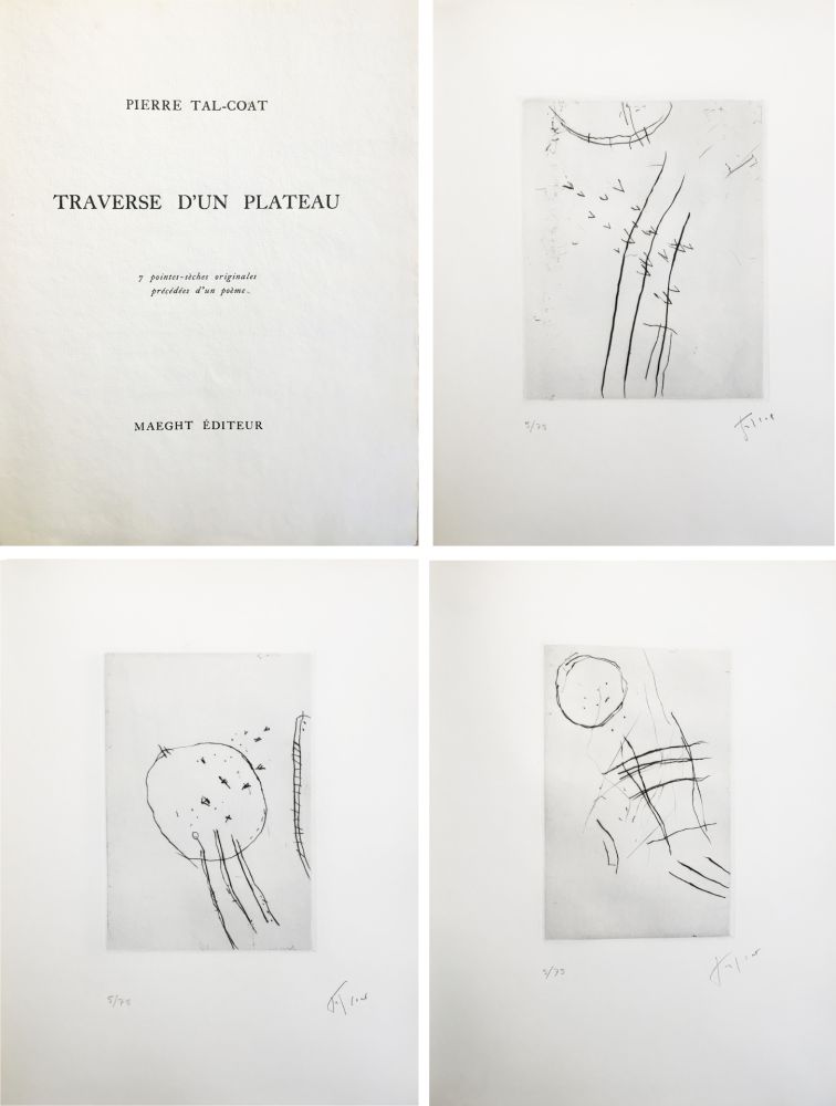 Иллюстрированная Книга Tal Coat - TRAVERSE D'UN PLATEAU. 7 pointes sèches originales signées (1963).