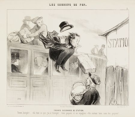 Литография Daumier - Trente Secondes de Station (30 seconds stay)