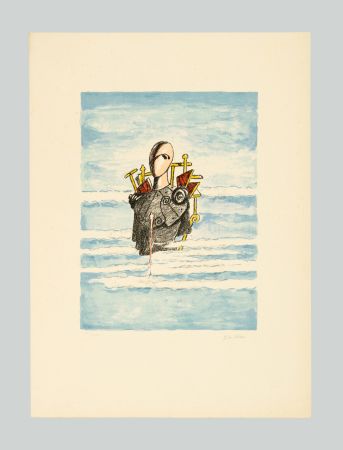 Литография De Chirico - Trovatore tra le nubi