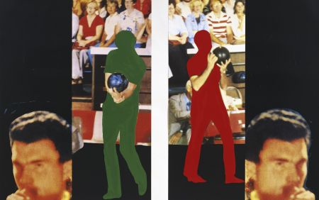 Литография Baldessari - Two bowlers (with questioning person)