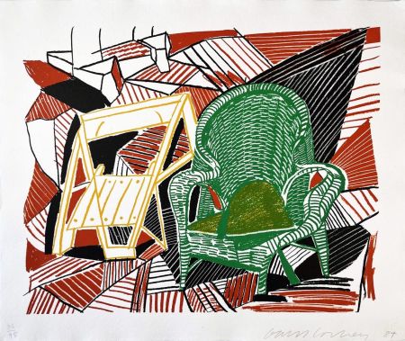 Литография Hockney - Two Pembroke Studio Chairs from the Moving Focus Series