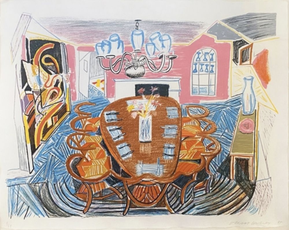 Литография Hockney - Tyler Dining Room (from Moving Focus)