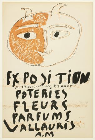 Литография Picasso - Tête de Faune (Exposition Poteries Fleurs Parfums Vallauris A.M)