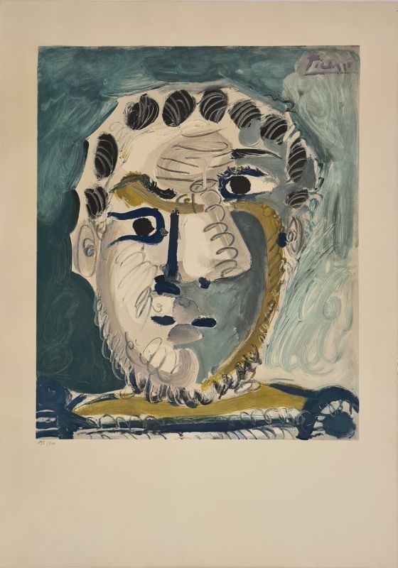 Литография Picasso - Tête d'homme barbu 