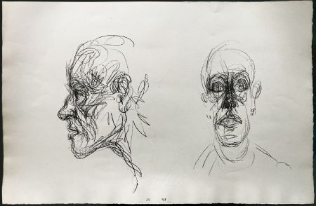 Литография Giacometti - Têtes (Double portrait). Lithographie originale (1960-1969)