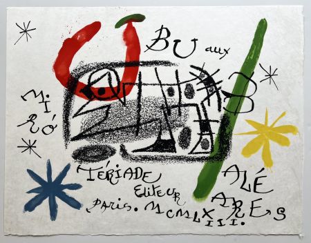 Литография Miró - UBU AUX BALÉARES. Titre. Lithographie originale sur Japon nacré (1971)
