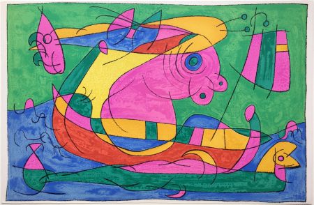 Литография Miró - UBU ROI : LE VOYAGE DE RETOUR (1966).