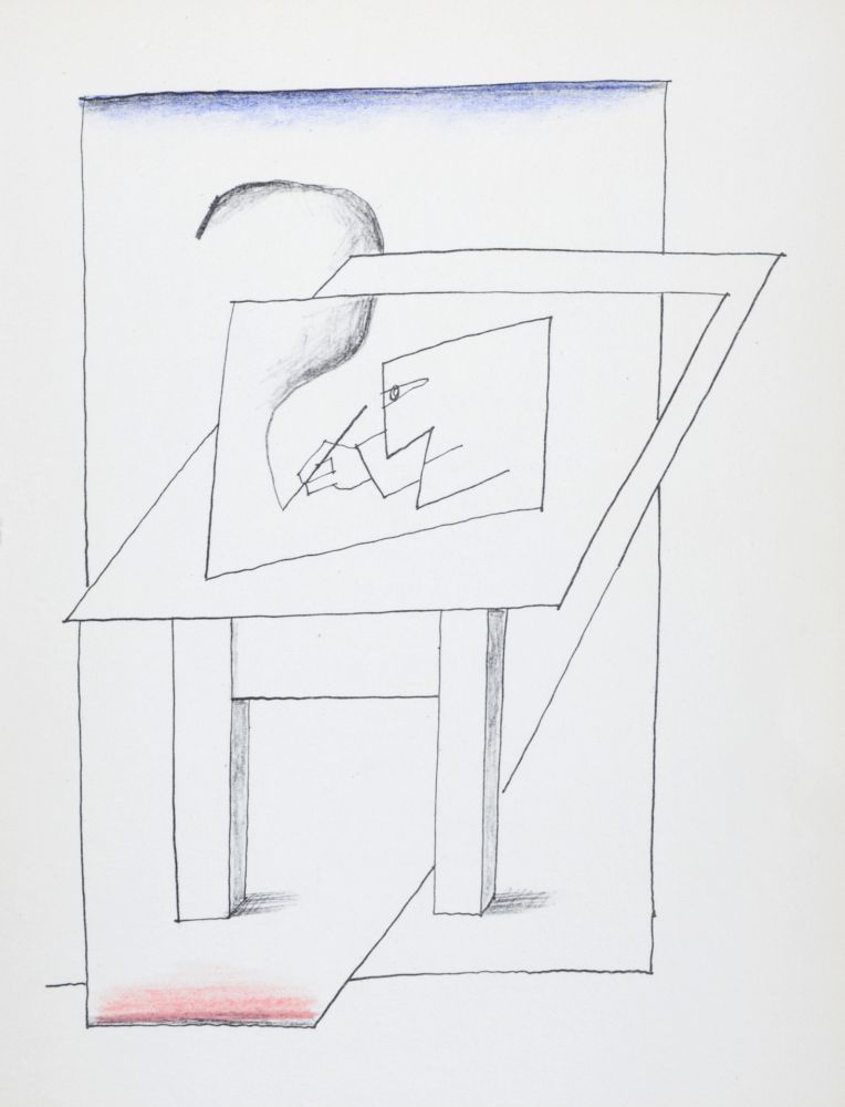 Литография Steinberg - Un homme dessinant, 1966