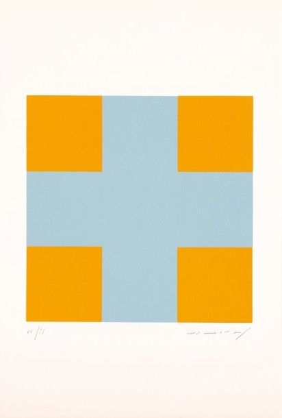Сериграфия Nemours - Une croix pour quatre carrés