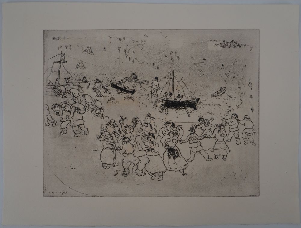 Гравюра Chagall - Une fête au port (Le port au blé)