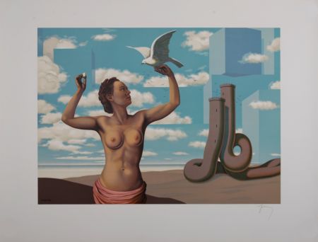 Литография Magritte - Une Jeune Femme Présente avec Grâce, 1968