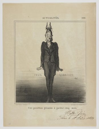 Литография Daumier - Une position génante à garder cinq mois 
