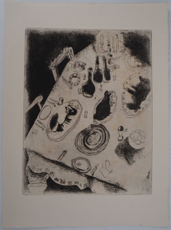 Гравюра Chagall - Une table de fête (La table chargée de victuailles)