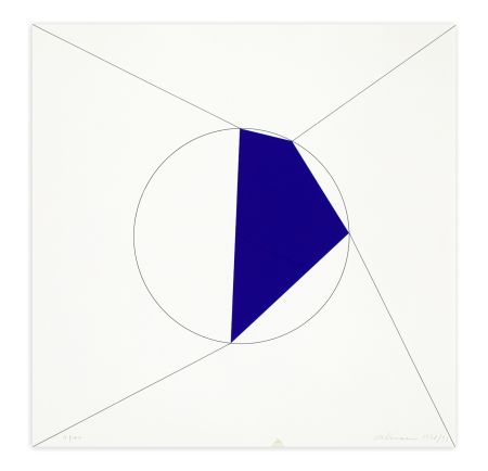 Сериграфия Alviani - Uno. Due. Tre. Quattro. poligono regolare a lati progressivi iscritto nel cerchio, 1978/1993
