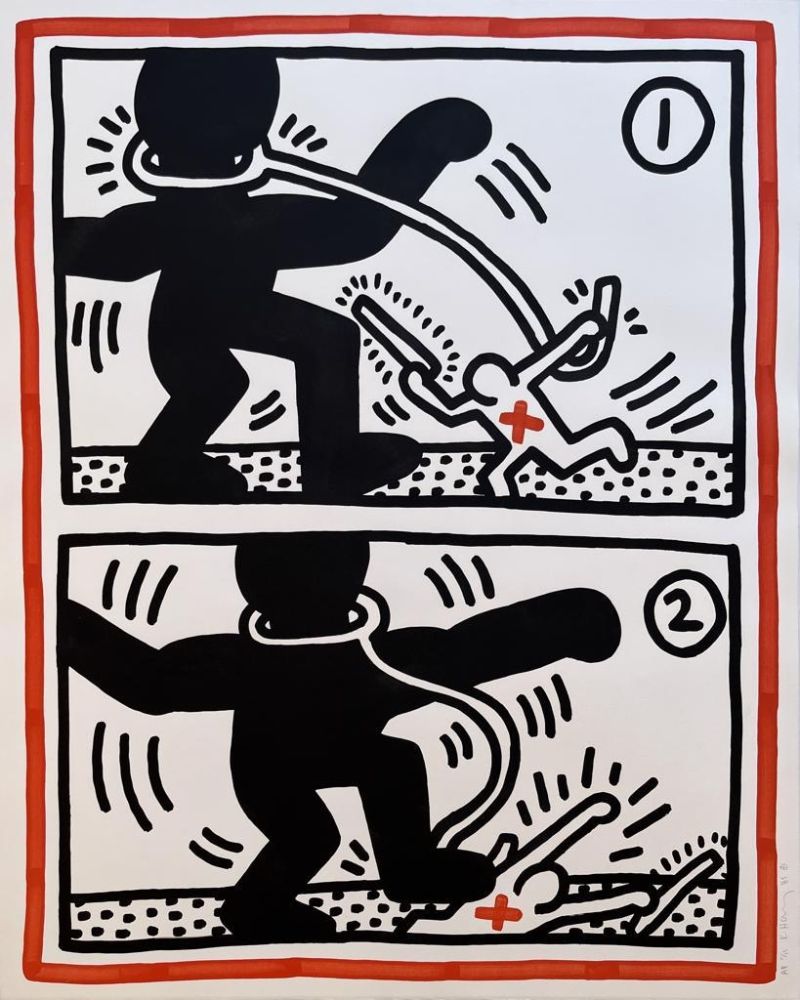 Литография Haring - Untitled (Free South Africa #3)