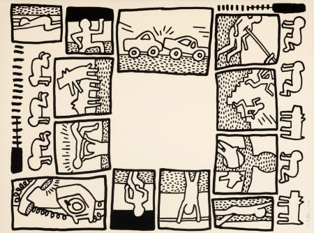 Сериграфия Haring - Untitled (Plate 4) from The Blueprint Drawings