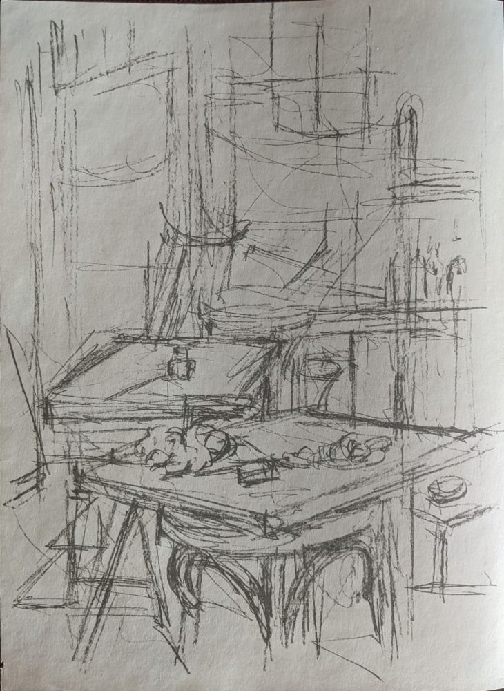 Литография Giacometti - Untitled (tables in studio)