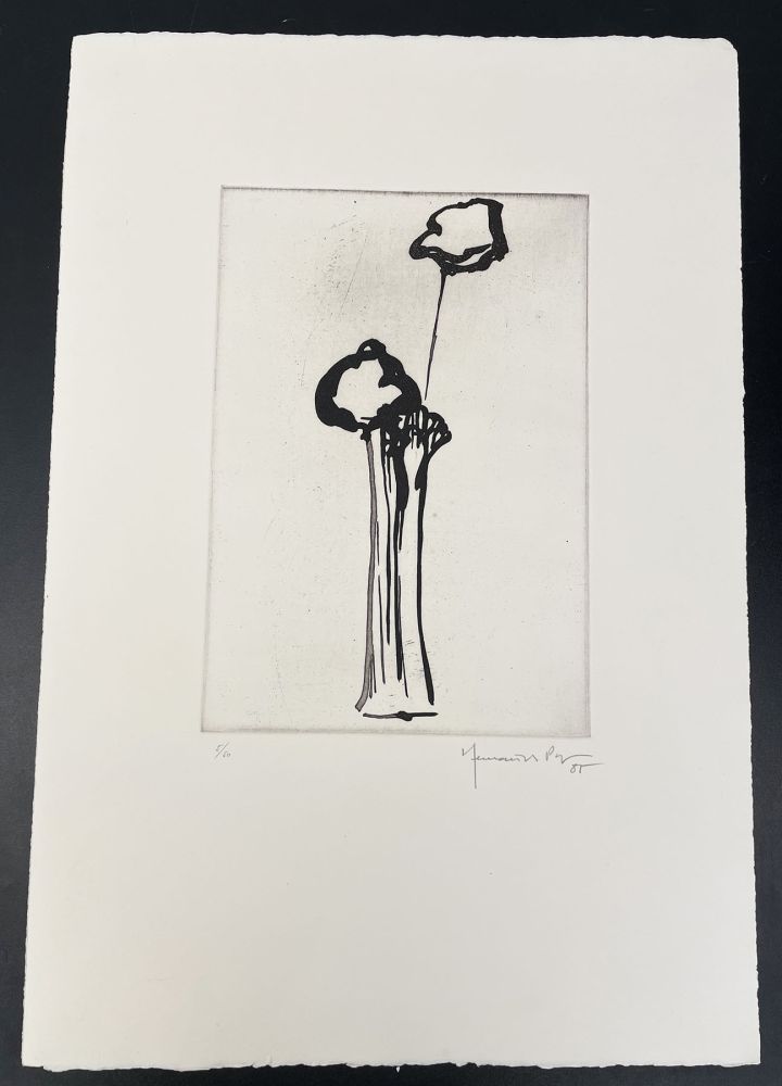 Офорт И Аквитанта Hernandez Pijuan - Untitled (Vase and Flower)