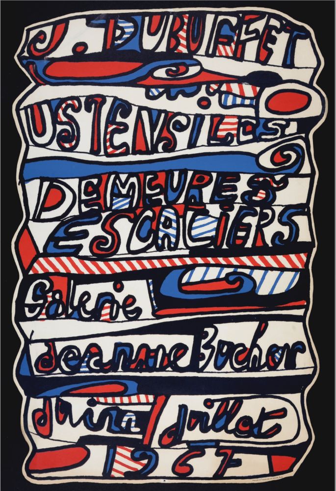 Литография Dubuffet - Ustensiles, Demeures, Escaliers, 1967 - Scarce deluxe cut-off proof!