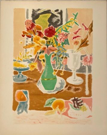 Литография Cavailles - Vase de fleurs
