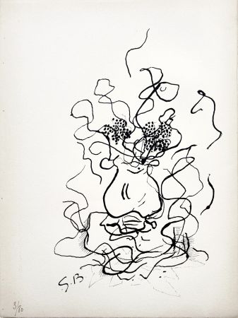 Литография Braque - VASE ET FLEURS - Bouquet de fleurs (1952)