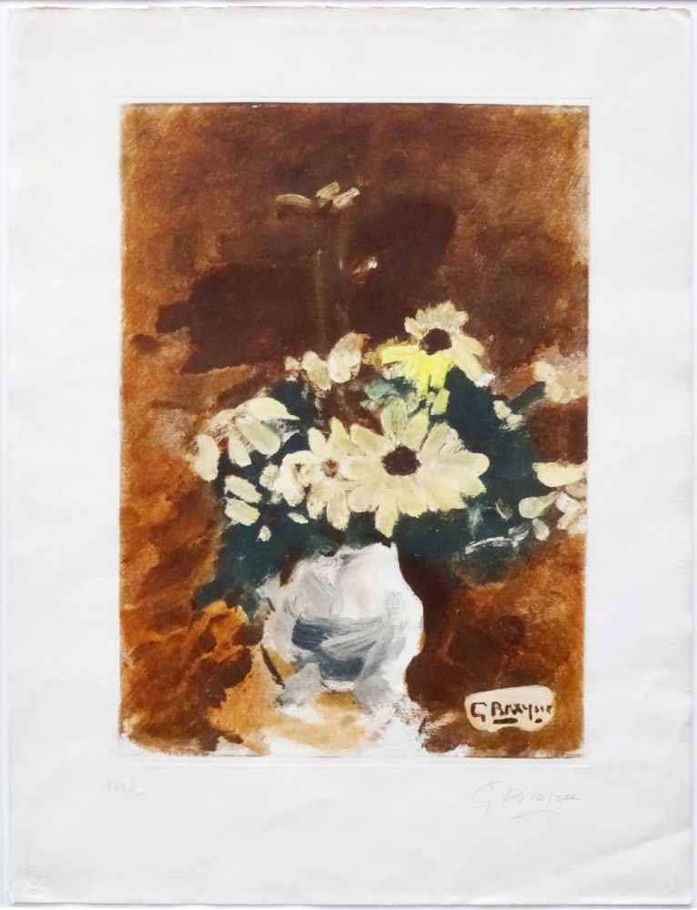 Акватинта Braque - Vases aux fleurs jaunes