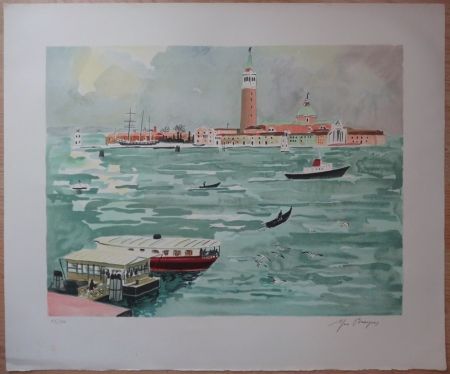 Литография Brayer - Venise vue de la mer