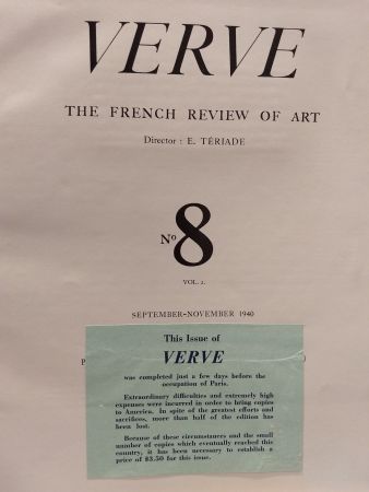 Иллюстрированная Книга Matisse - Verve no 8 English
