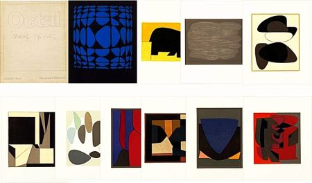 Литография Vasarely - Victor VASARELY - Michel BUTOR OCTAL, Hand signed portfolio with 9 Color Lithographs , 1972