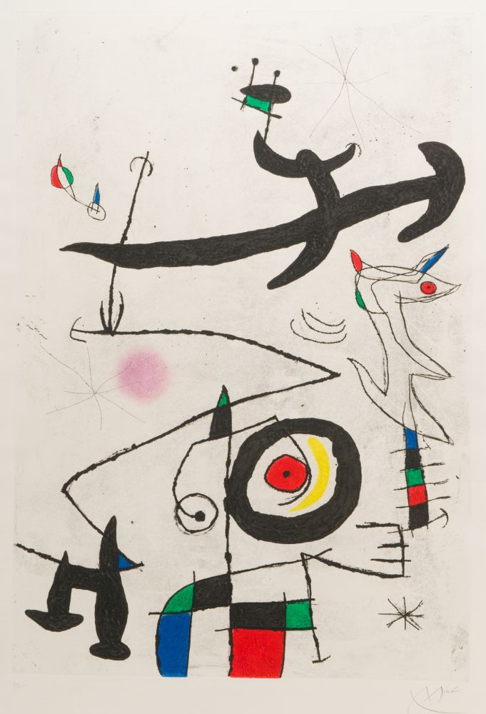 Карборунд Miró - Village D'Oiseaux, (Village of the Birds), 1969