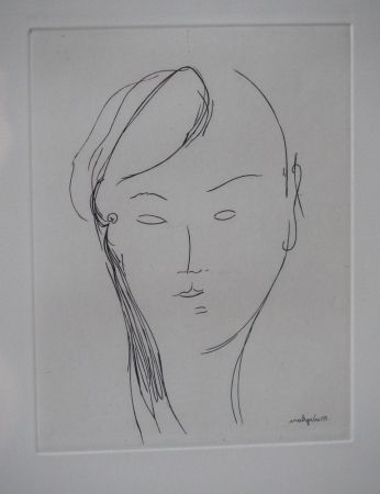 Гравюра Modigliani - Visage de femme (1920)