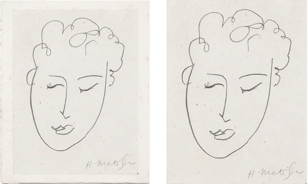 Литография Matisse - VISAGE DE FEMME. Pour Jules Romains : Pierres Levées, poèmes. Paris 1948