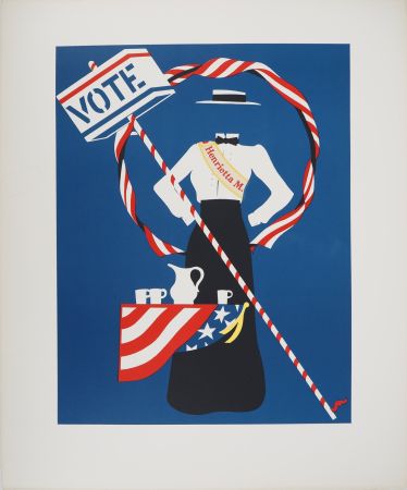 Литография Indiana - Votes for Women : La militante à la bannière étoilée