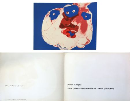 Литография Rebeyrolle - Vœux d'Aimé Maeght pour 1971 : LITHOGRAPHIE ORIGINALE DE REBEYROLLE