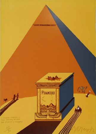 Литография Arroyo - W. Churchill, Napoleone e Saul Steinberg all 'ombra delle Piramidi a Mezzogiorno