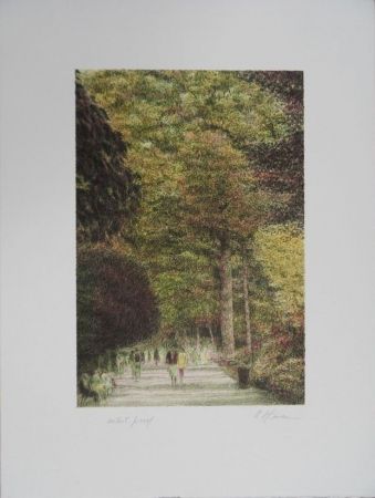 Литография Altman - Walking in Central Park