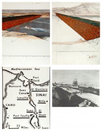 Сериграфия Christo - Wall of 10 Million Oil Drums, Project for the Suez Canal