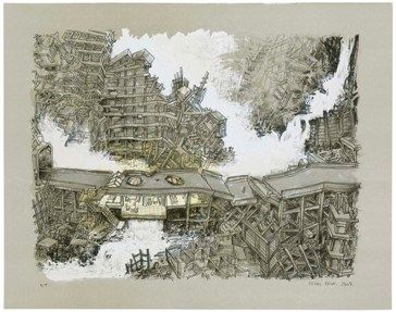 Литография Oiwa - Waterfall House