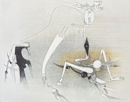 Акватинта Lam - Wifredo Lam (1902–1982) - Untitled from ''Visible Invisible'' folder - Aquatint etching on Goya paper - 1972