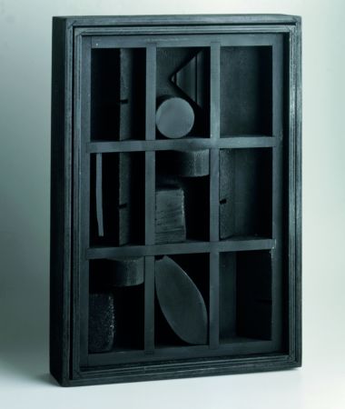 Многоэкземплярное Произведение Nevelson - Winter Chord – hand-signed black painted wood sculpture 