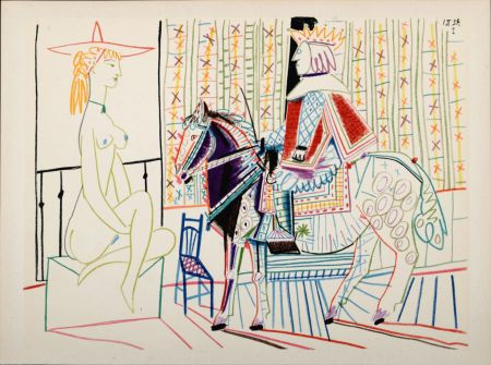 Литография Picasso - Woman & King, 1954
