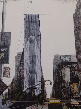 Многоэкземплярное Произведение Christo - Wrapped building/Project for #1 Times Square/Allied Chemical Tower