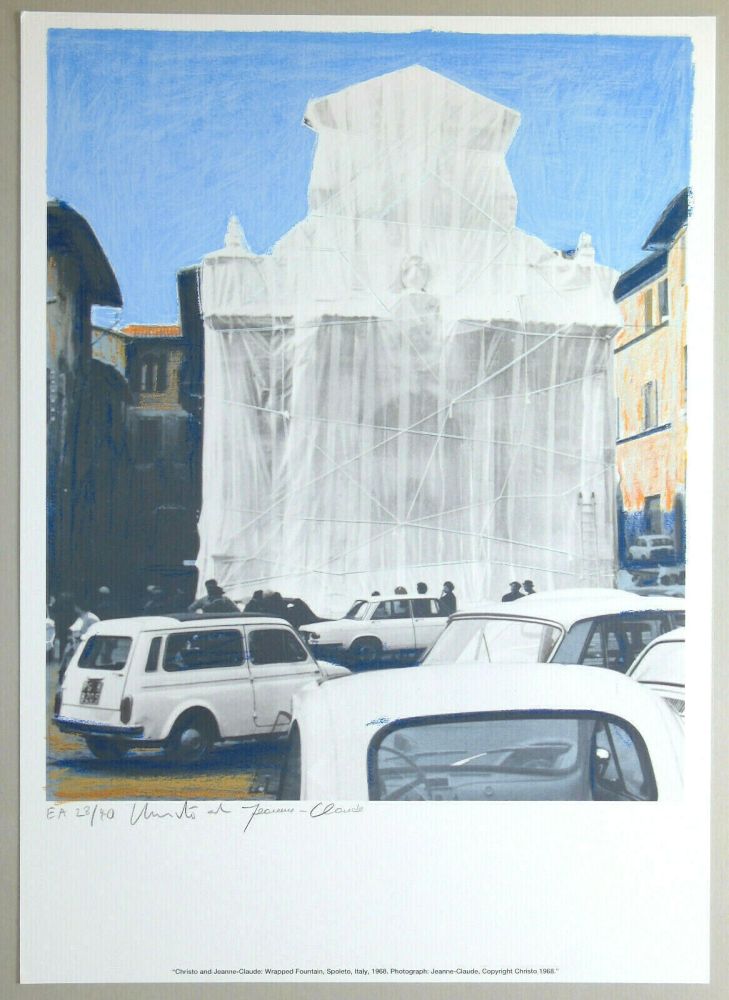 Литография Christo - Wrapped fountain, Spoleto 1968