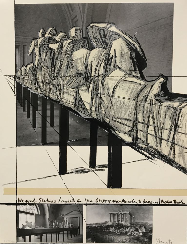 Сериграфия Christo & Jeanne-Claude - Wrapped Statues – Project for DerGlypotek-Munchen, West Germany, Aegina Temple